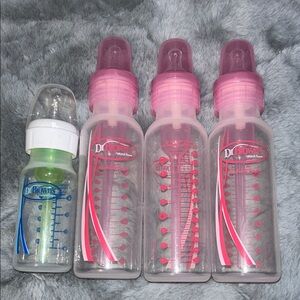Dr browns pink and clear plastic bottle set